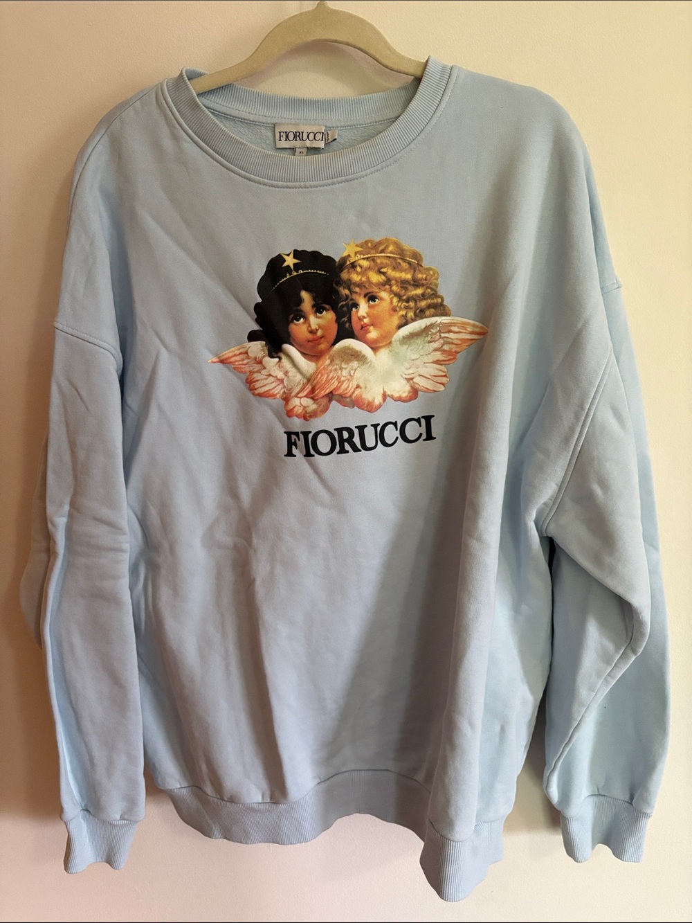 Fiorucci Baby Angels Sweatshirt - Light Blue with Multicolor Graphic